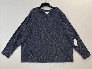 Time And Tru Shirt Womens XXL Blue Long Sleeve Crewneck Drop Shoulder Plus Top